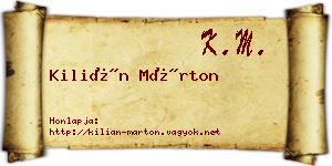 Kilián Márton névjegykártya